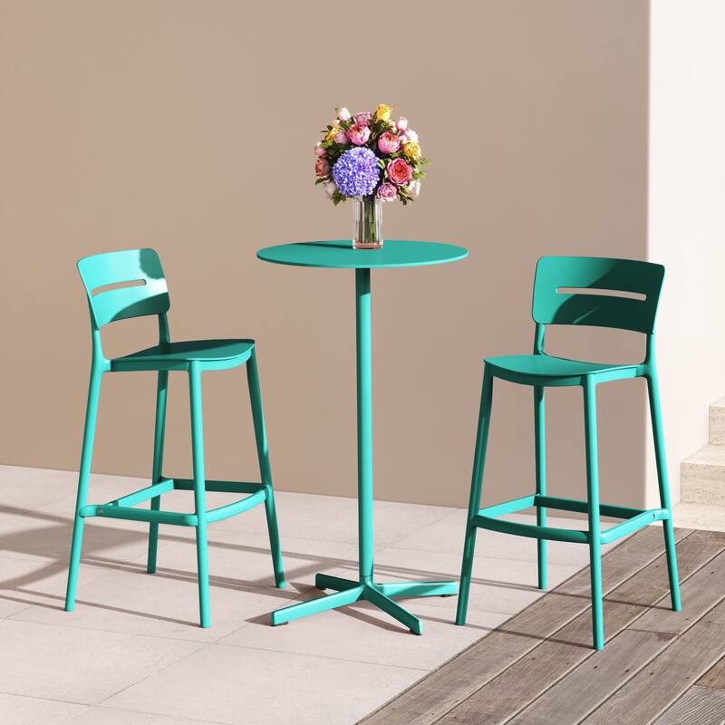 Frond and Form 29.5 Inch Outdoor Bar Stool (Set of 2)