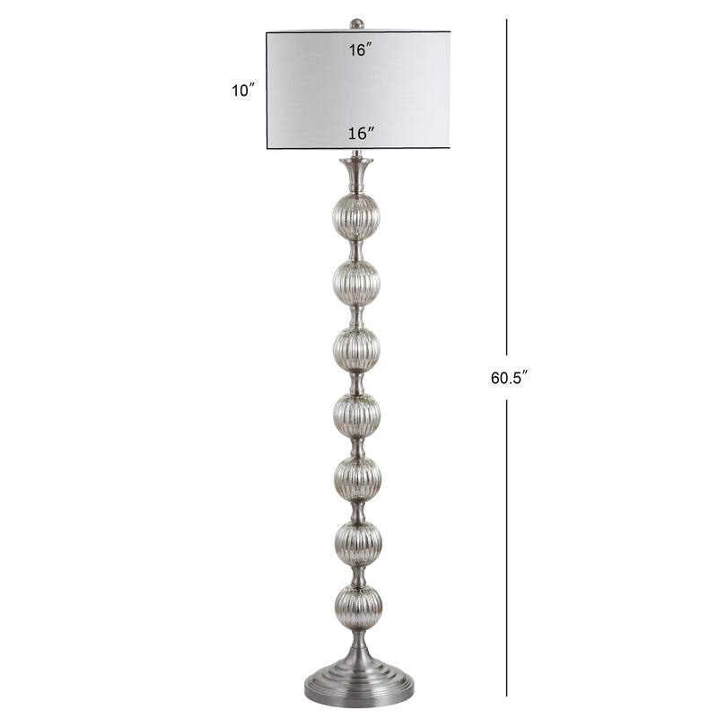 February 60.5" Glass/Metal LED Floor Lamp, Mercury Silver by JONATHAN Y - 60.5" H x 16" W x 16" D