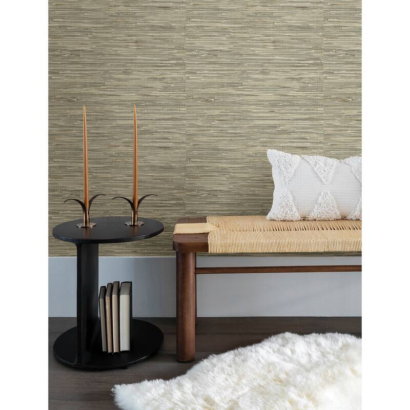 A-Street Prints Exhale Olive Woven Faux Grasscloth Wallpaper