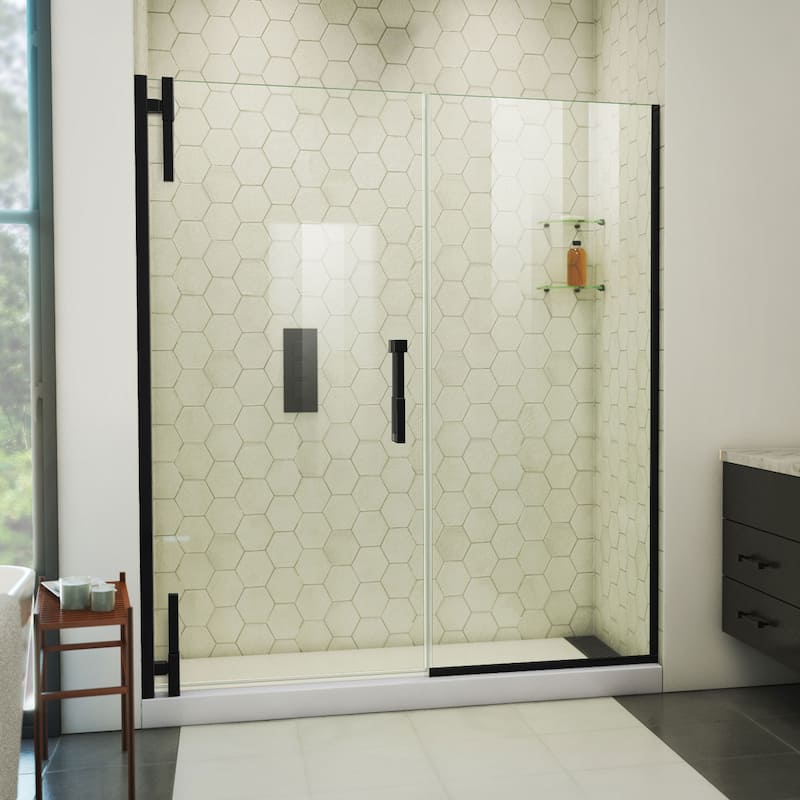 DreamLine Ascend 64-65 in. W x 72 in. H Frameless Pivot Shower Door in Satin Black