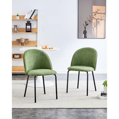 Modern Chair(set of 2 ) with Iron Tube Legs, Soft Cushions and Comfortable Backrest for Dining Room, Living Room