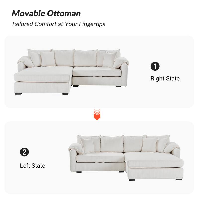Cesare Modern 2-Piece Reversible Cushions Sectional with Storage by HULALA HOME