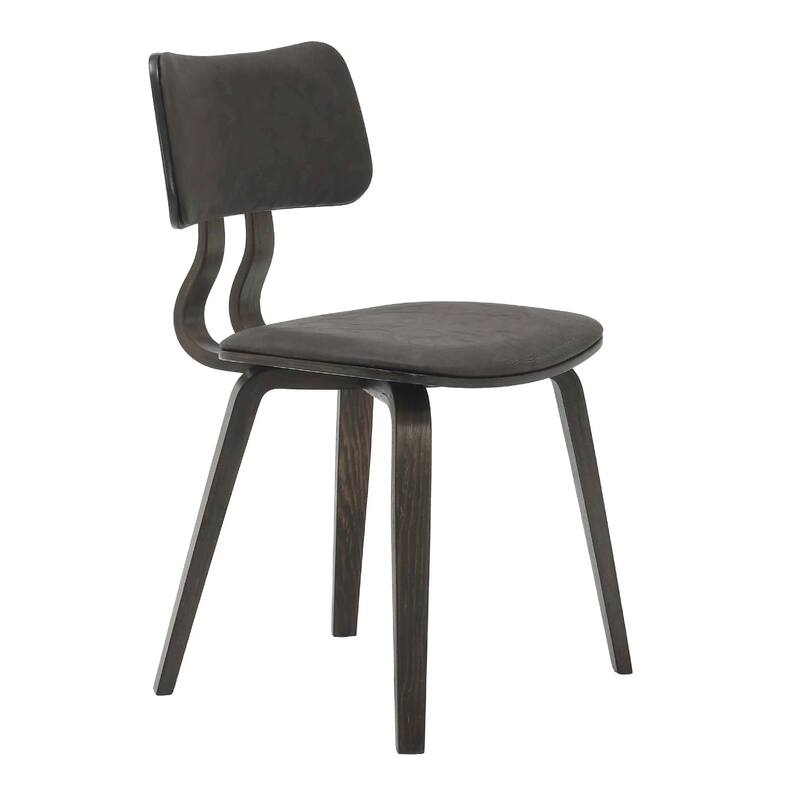 Clivo Leather Dining Chair with Open-Back and Poplar Wood Legs for Kitchen or Dining Room Set of 4
