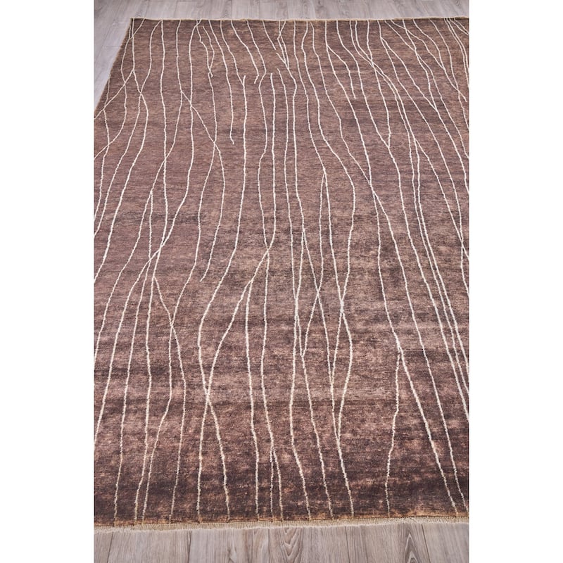 EXQUISITE RUGS ONE-OF-A-KIND Metro Collection Hand Knotted Brown Rug - 9'x12'