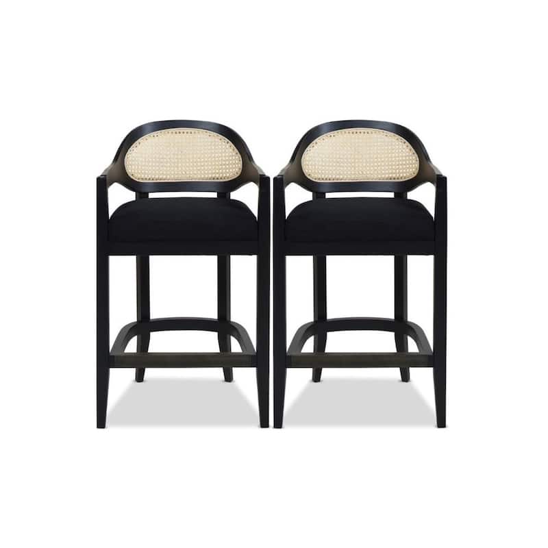 Americana Mid-Century Modern Rattan Cane Back Counter and Bar Stool