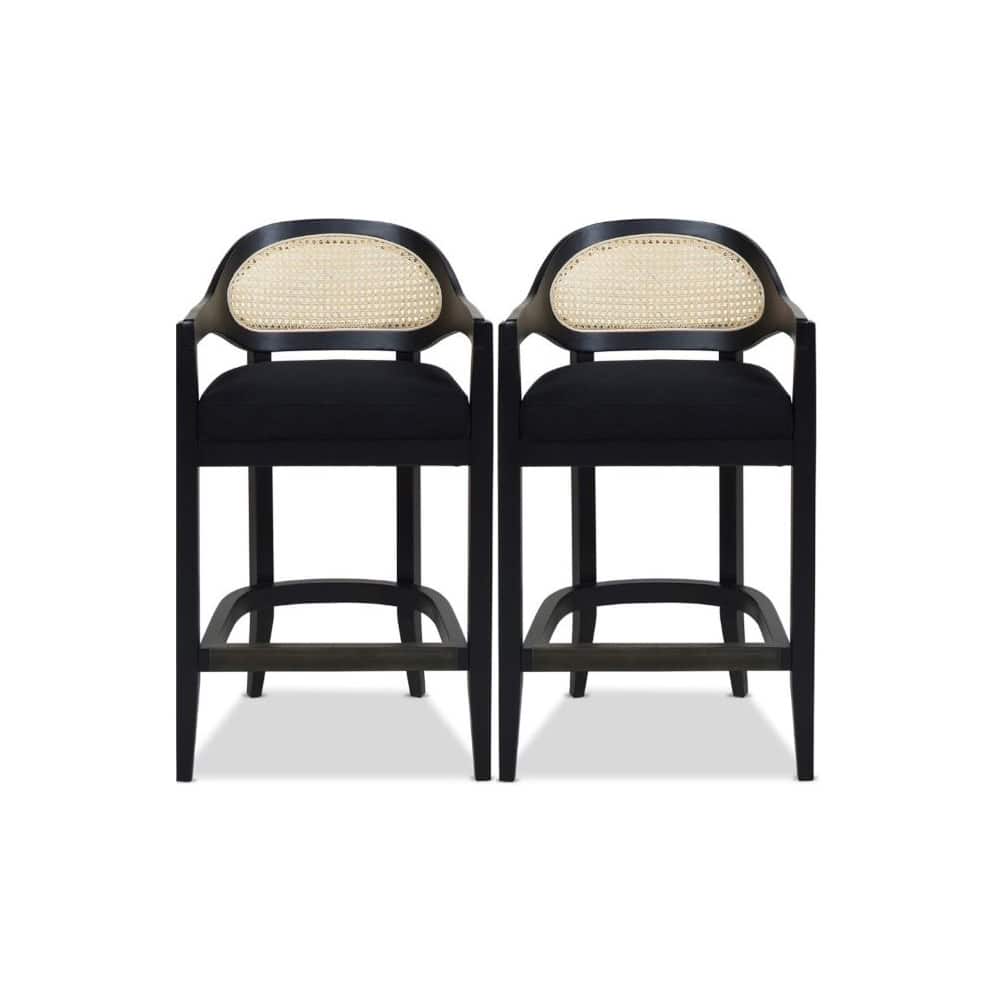 Americana Modern Cane Back Bar Stool - Counter or Bar Height - 26 or 30 Inch - Solid Oak Wood Frame - No Assembly Required