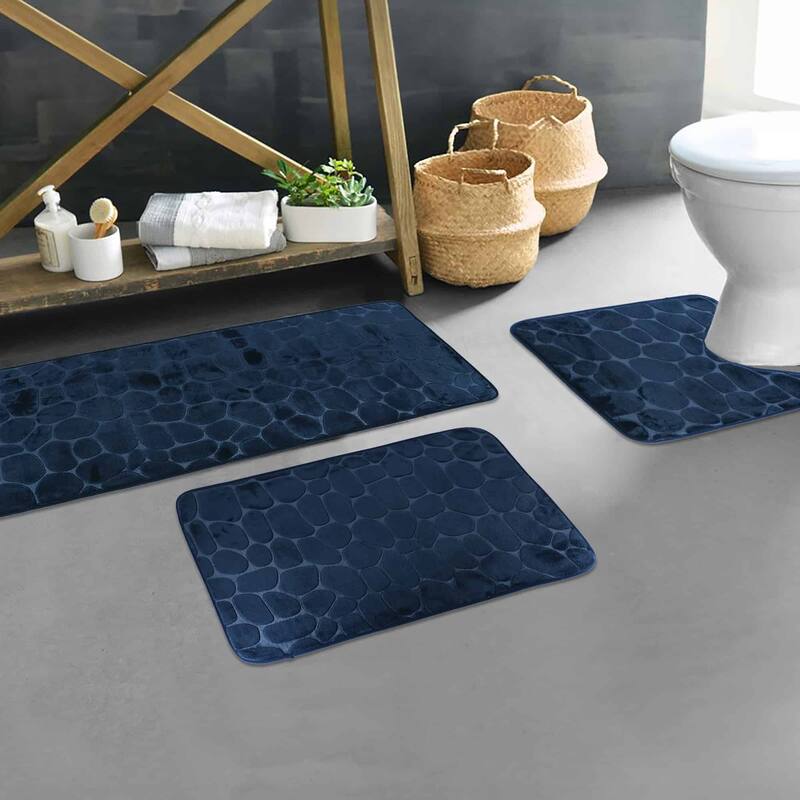 Memory Foam Bath Mat Pebble Design 32x20