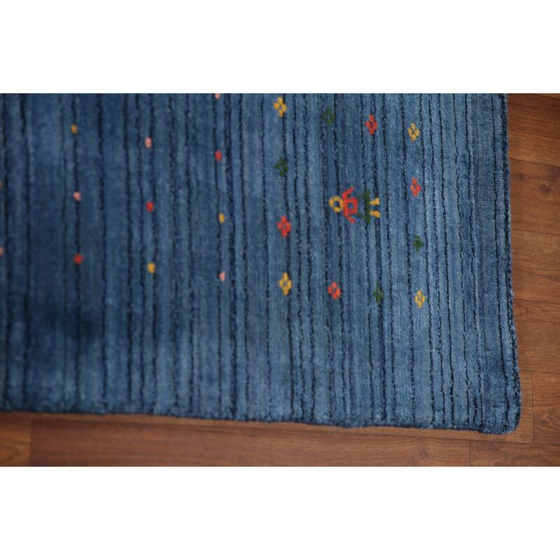 Blue Gabbeh Oriental Area Rug Handmade Living Room Silk Carpet - 8'9"x 11'4"