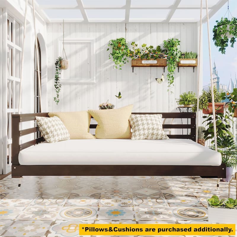 Country Patio Wooden Twin Size Swing Daybed Porch Swing Frame