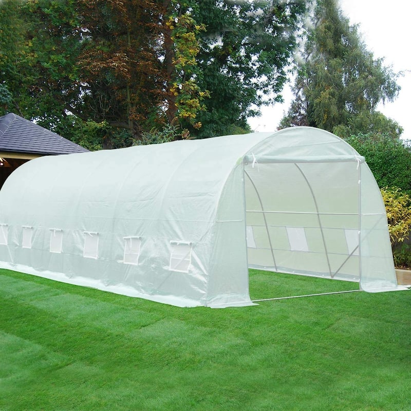 EROMMY 26' x 10' x 7' Greenhouse Large Gardening Plant Hot House Portable Walking in Tunnel Tent, White - 10' x 26'