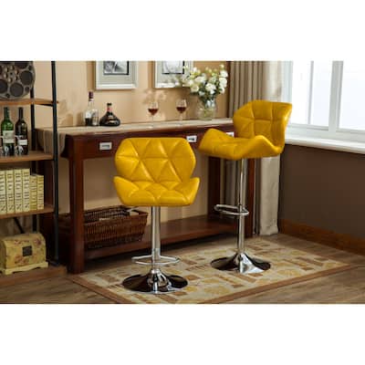 Contemporary Tufted Adjustable Height Hidraulic Bar Stools, Set of 2
