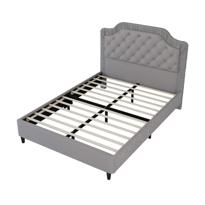 2-Piece Bedroom Set with Velvet Upholstered Bed and Storage Ottoman Bench by Harper&Bright Designs