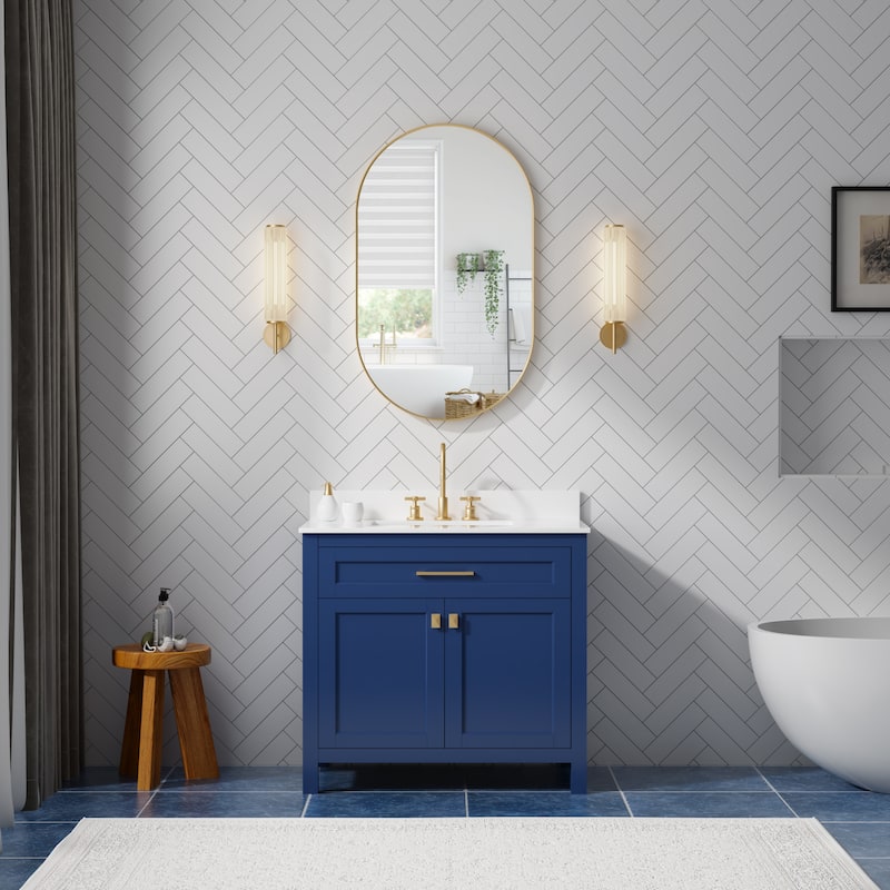 Bathroom Wall Mounted Oval Metal Framed Mirror