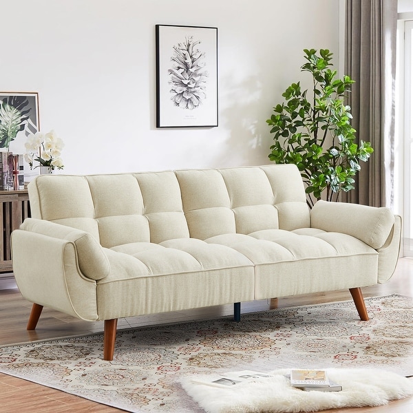 Sofa Couch for Living Room Loveseat Sofa Futons for Small Space Bedroom Apartment Studio Beige2