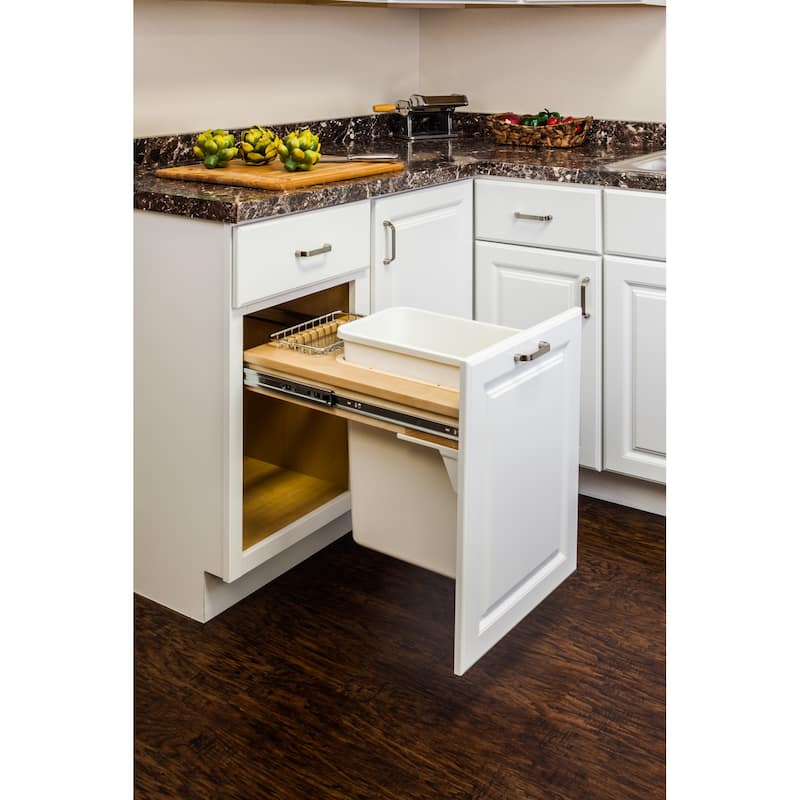 Hardware Resources 15" Top Mount Single Bin Pull Out Trash Can with