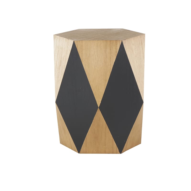 Wood Geometric Diamond Accent Table with Black Accents - Brown - Roche River Decor
