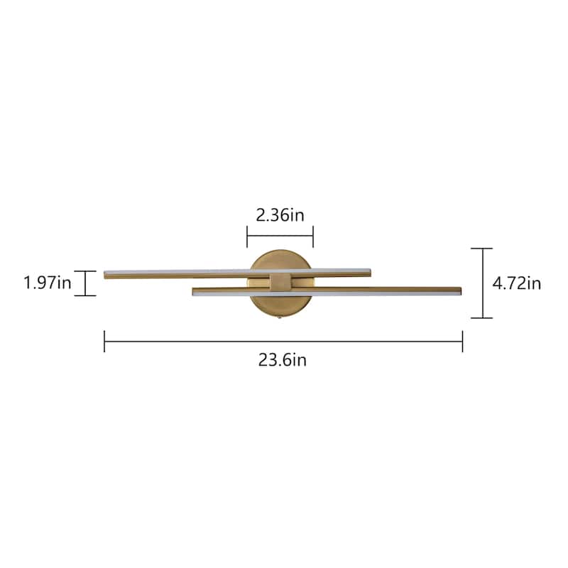 Minimalist 2-Light Dimmable LED Vanity Light Linear Metal Wall Sconce