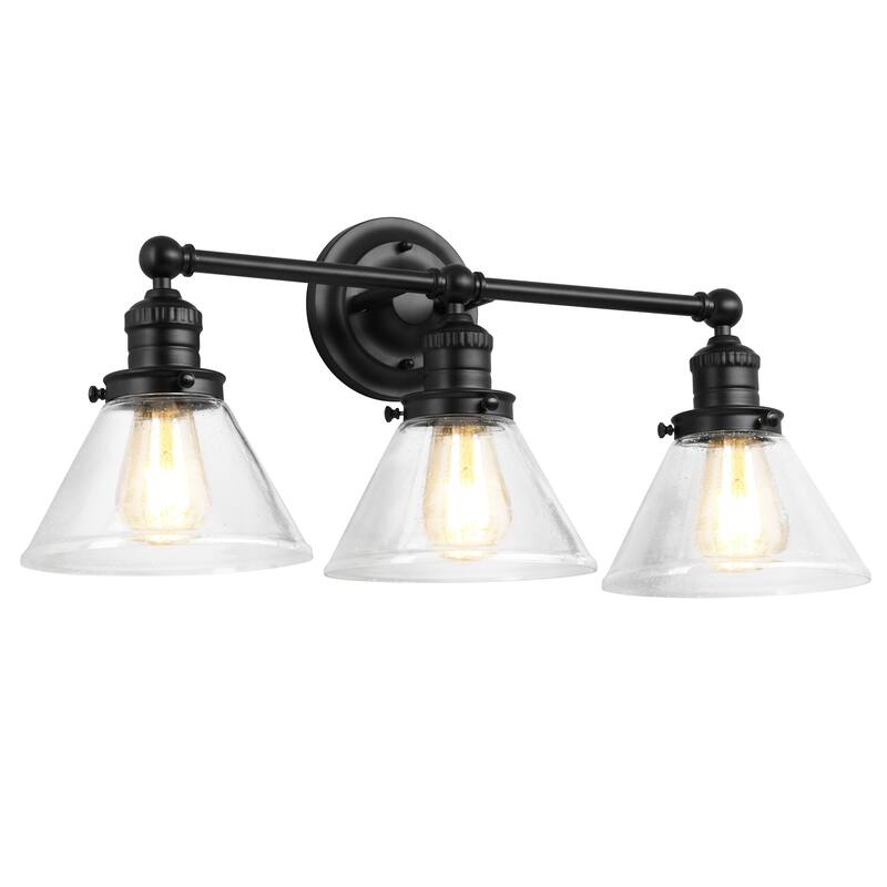 Augustin Transitional Indoor Dimmable 3-Light Bathroom Vanity Light Fixture - Matte Black