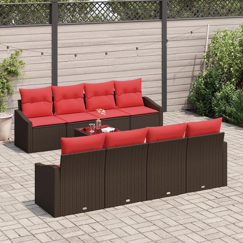 vidaXL 9 Piece Garden Sofa Set with Cushions - 91.7×24.4×27.2