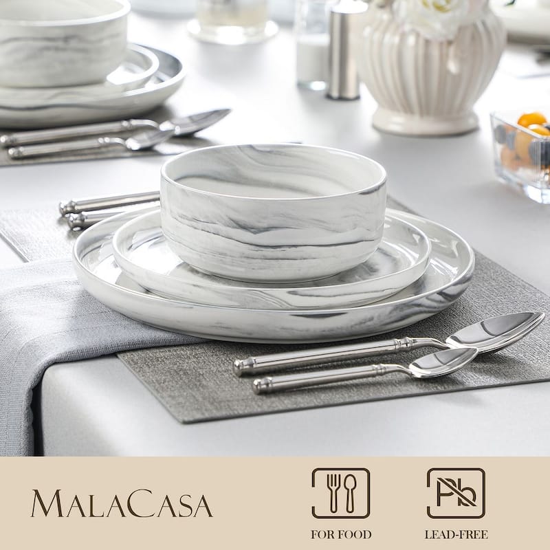 MALACASA LUNA 12-piece Porcelain Dinnerware Set (Service for 4)