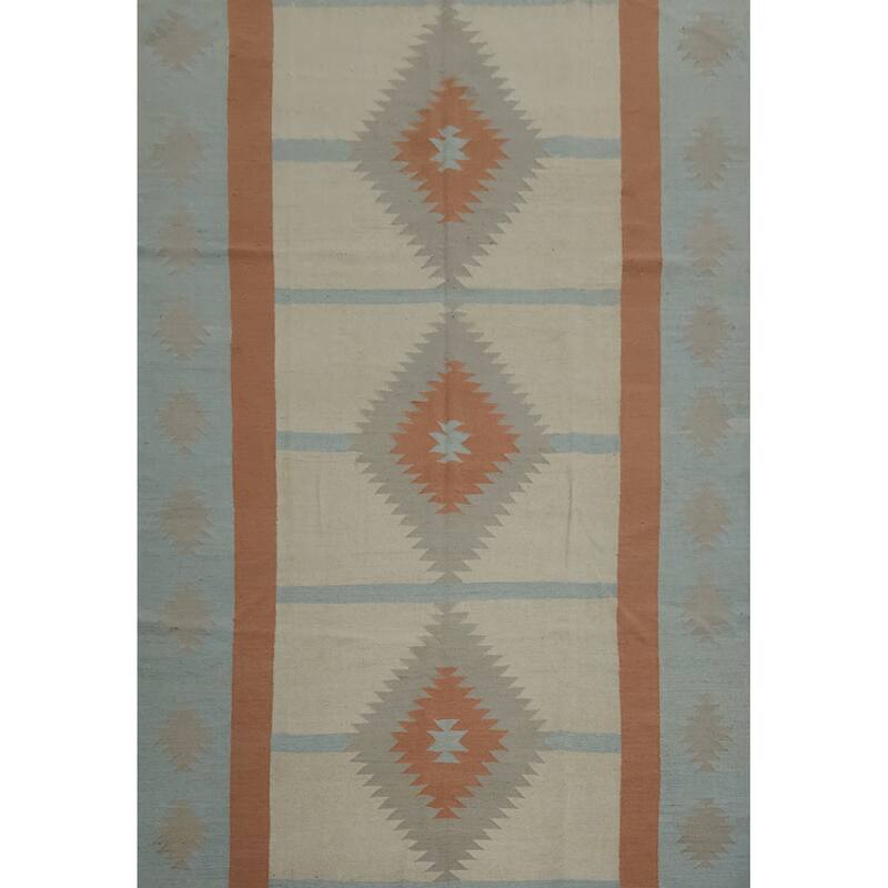 Hand Woven Oriental 100% Wool Carpet Southwestern Tribal Multi-Colored Kilim Area Rug - 10' 0'' X 7' 11''