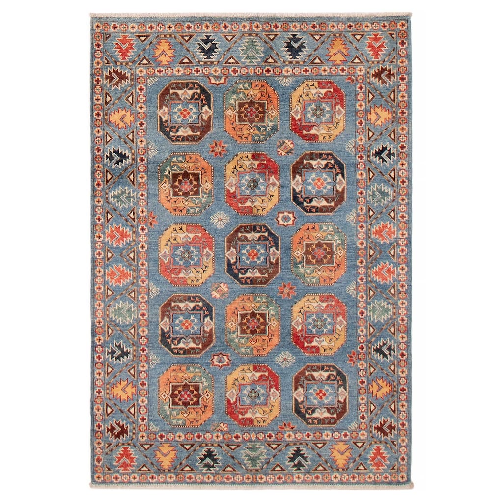 ECARPETGALLERY Hand-knotted Uzbek Ghazni Blue Wool Rug - 4'0 x 6'0