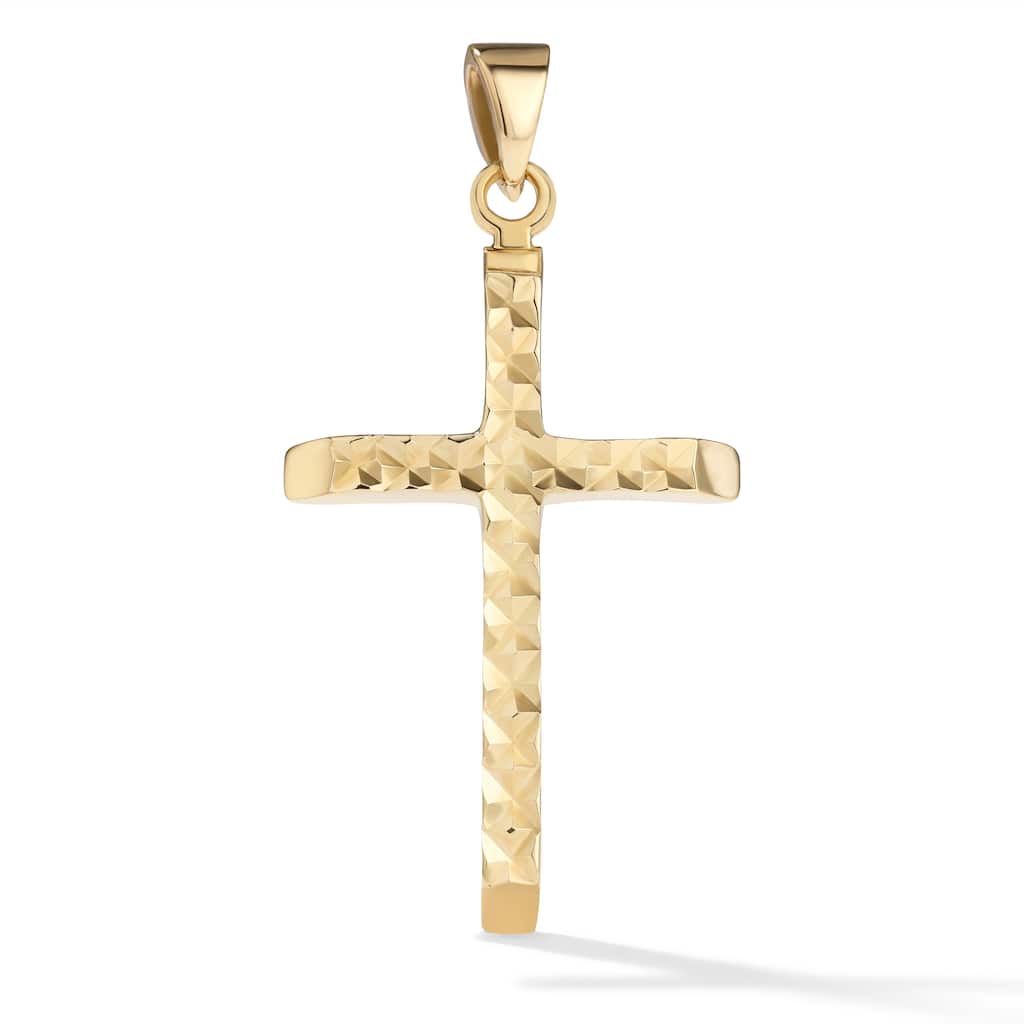 Clover 14K Gold Diamond-Cut Cross Pendant