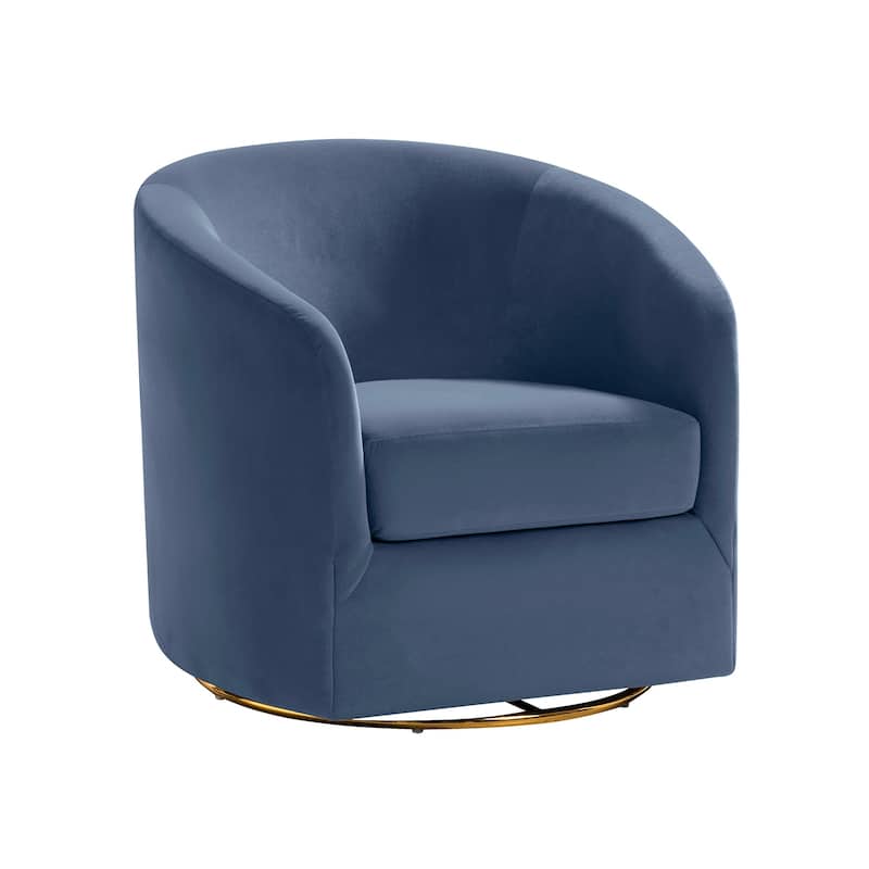 Eleuterio Modern Velvet Curved Swivel Accent Barrel Chair with Metal Base by HULALA HOME