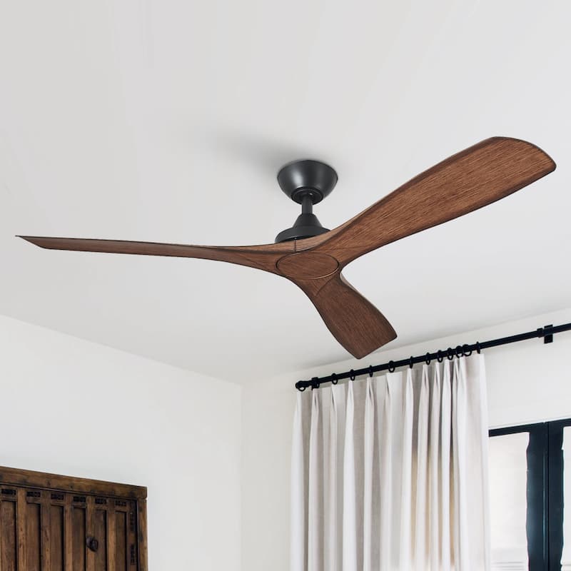 Parrot Uncle 52" Matte Black/ White 3 Blades Indoor Propeller Ceiling Fan with Remote, No Lights