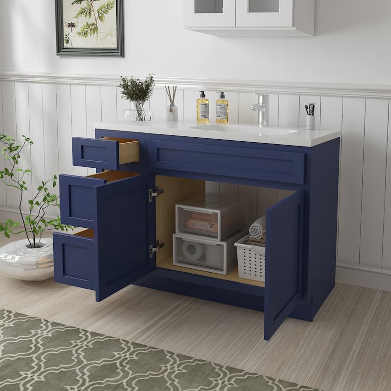 Vanity Art 42" Oak Freestanding Bathroom Vanity Cabinet without Top