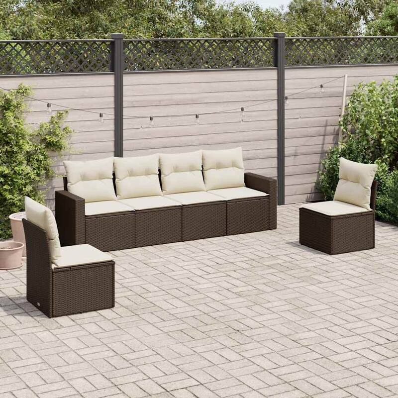 vidaXL Garden Sofa Set Brown, Cream White - 24.4 x 25.8 x 27.2