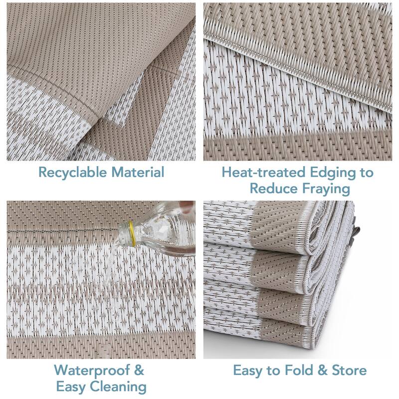Outdoor Plastic Straw Rug Waterproof Outdoor Rug Reversible Plastic Camping Rugs for Patio Porch Deck Backyard