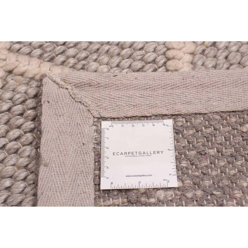 ECARPETGALLERY Braid weave Sienna Taupe Wool Rug - 2'3 x 15'6