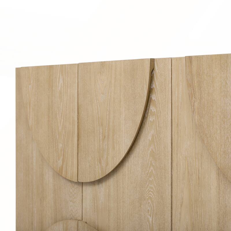 4-Door Large Storage Sideboard with Semi-Circular Handles and Adjustable Shelves for Dining Room and Living Room