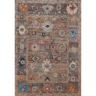 Hand Knotted Oriental 100% Wool Carpet Transitional Floral Multi-Colored Oushak Area Rug - 11' 5'' X 8' 10''