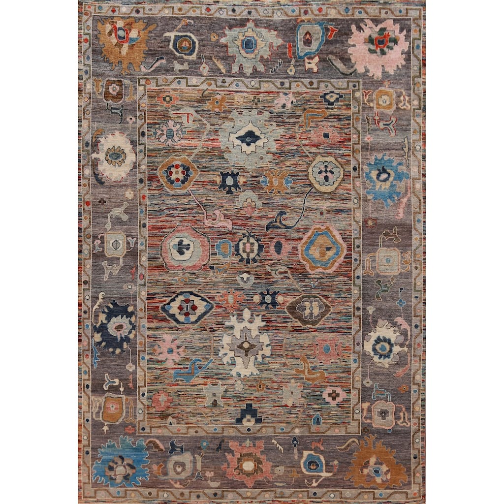 Hand Knotted Oriental 100% Wool Carpet Transitional Floral Multi-Colored Oushak Area Rug - 11' 5'' X 8' 10''
