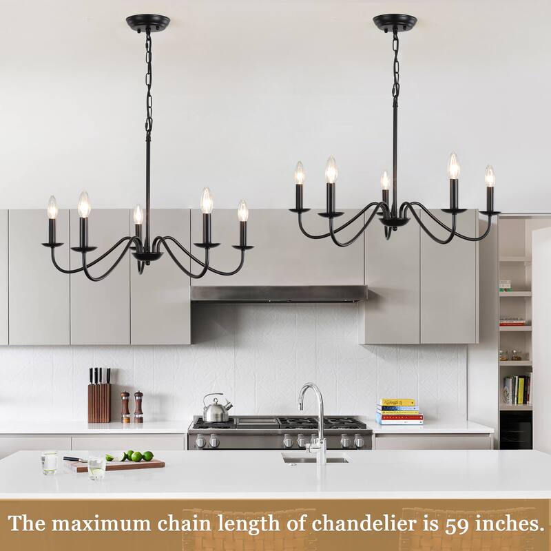 5-Light Rustic Farmhouse Candle Chandelier for Bedroom, Kitchen, Living Room and Foyer