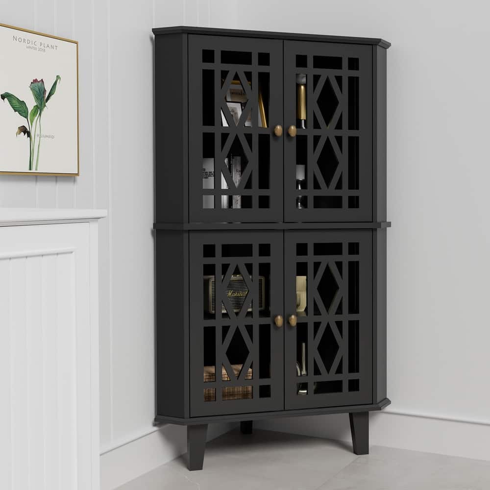 Corner Sideboard Cabinet Free-Standing Corner Storage Organizer