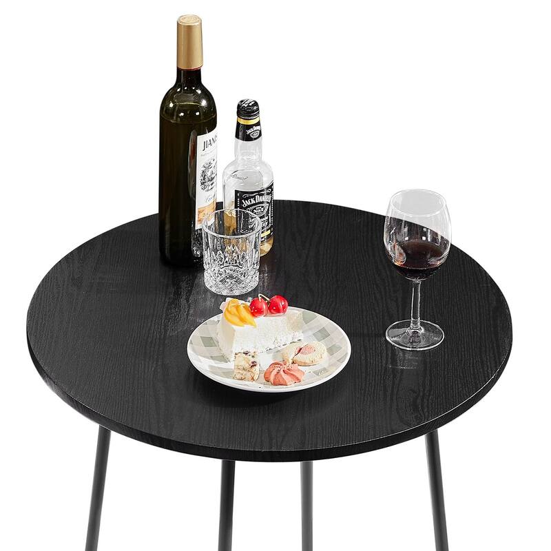35.4'' High Round Bar Table, Industrial Style Wood Top Bistro Pub