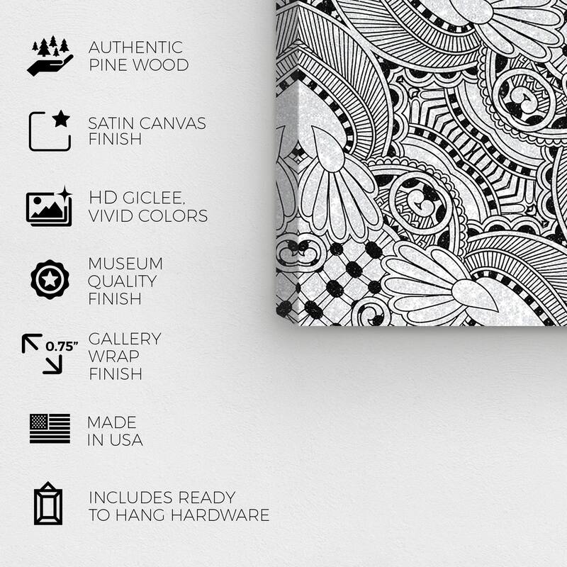 Wynwood Studio Canvas Abstract Deco Shine Onyx Black and Modern & Contemporary Wall Art Canvas Print