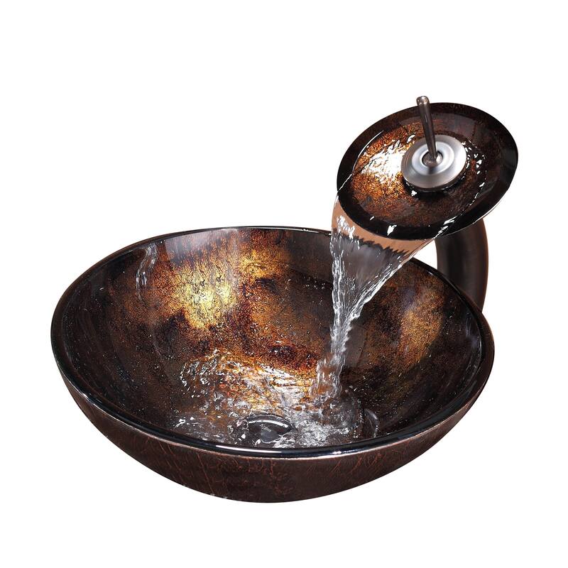 Kraus Bathroom Combo - 16-1/2" Pluto Glass Vessel Bathroom Sink with