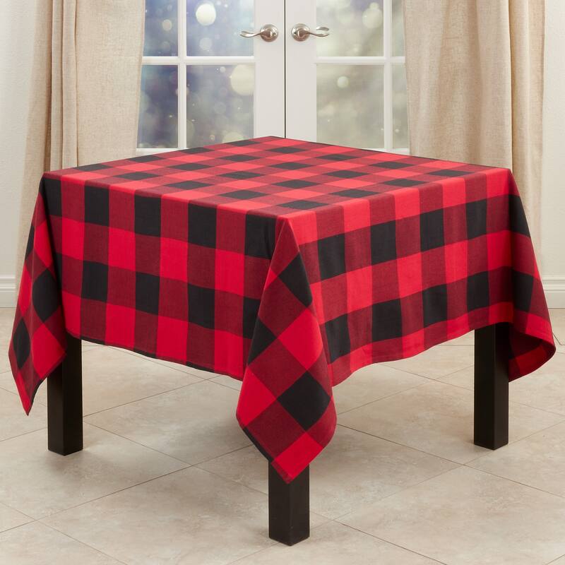 Cotton Tablecloth With Buffalo Plaid Design