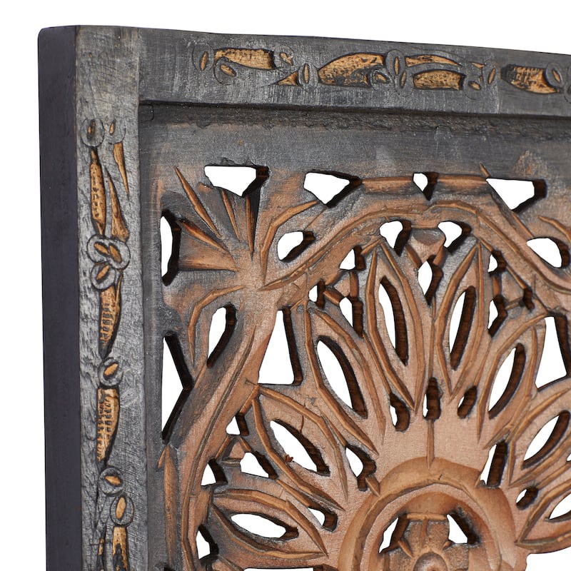 Brown MDF Traditional Wall Decor Ornamental (Set of 2)