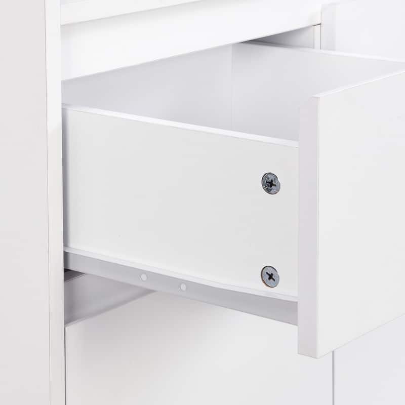 Shoe Cabinet with Adjustable Shelves, Multi-Functional Storage Cabinet, Freestanding Shoe Rack with 1 Drawer & 4 Door