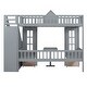 preview thumbnail 13 of 25, Twin-Over-Twin Bunk Bed with Convertible Desk, Solid Pine Wood, Playhouse Design, Fence-Shaped Frame, Grey