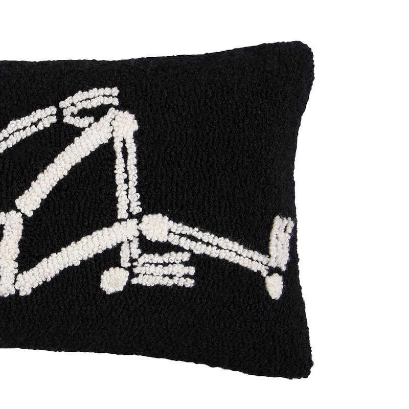 Relaxed Sketleton Hooked Pillow