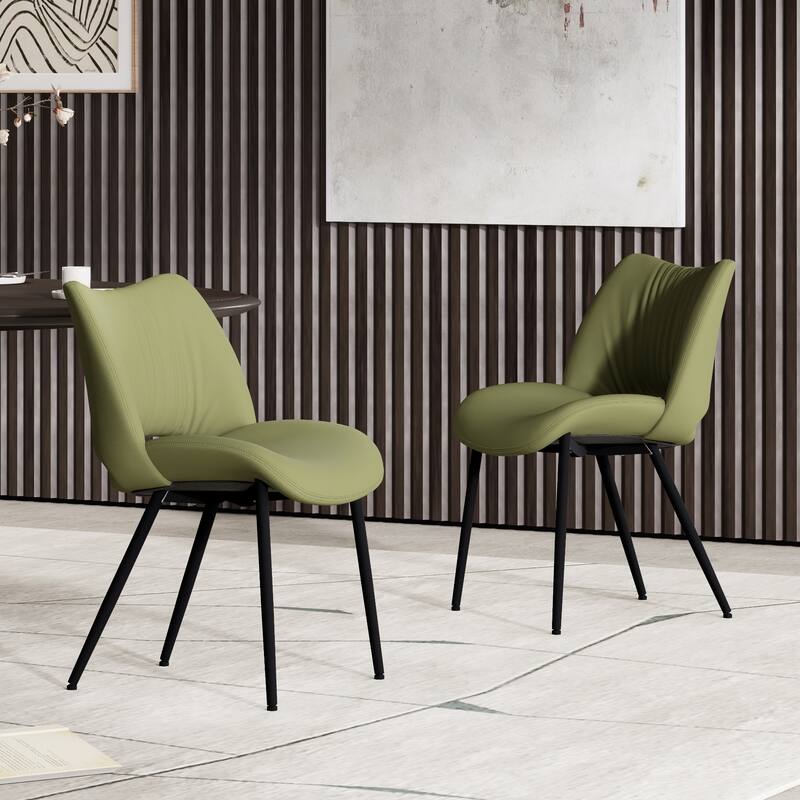 Modern PU Leather Dining Chairs Set of 2, Upholstered Kitchen Chairs