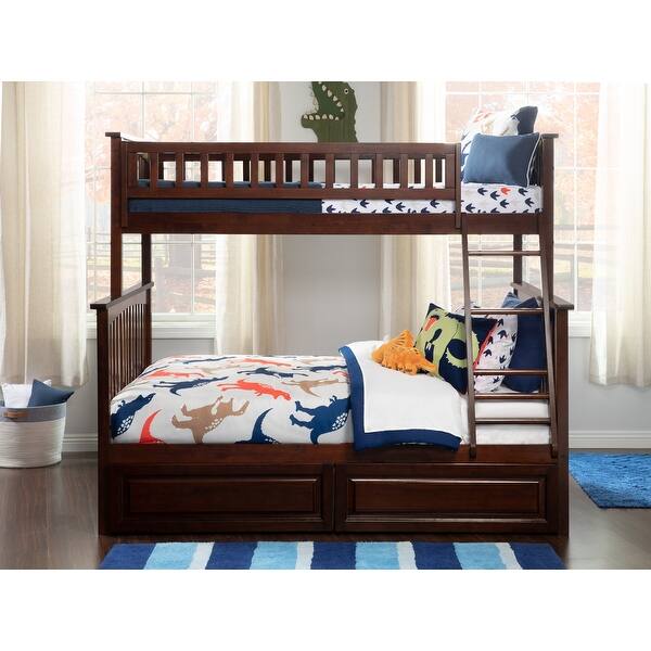 Columbia Twin over Full Solid Wood Ladder Bunk Bed with 2 Raised Panel ...