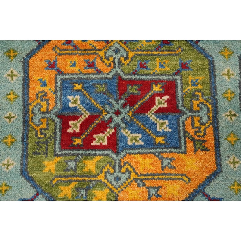 Hand Knotted Oriental 100% Wool Carpet Traditional All-Over Navy Blue & Blues Kazak Area Rug - 10' 1'' X 7' 6''
