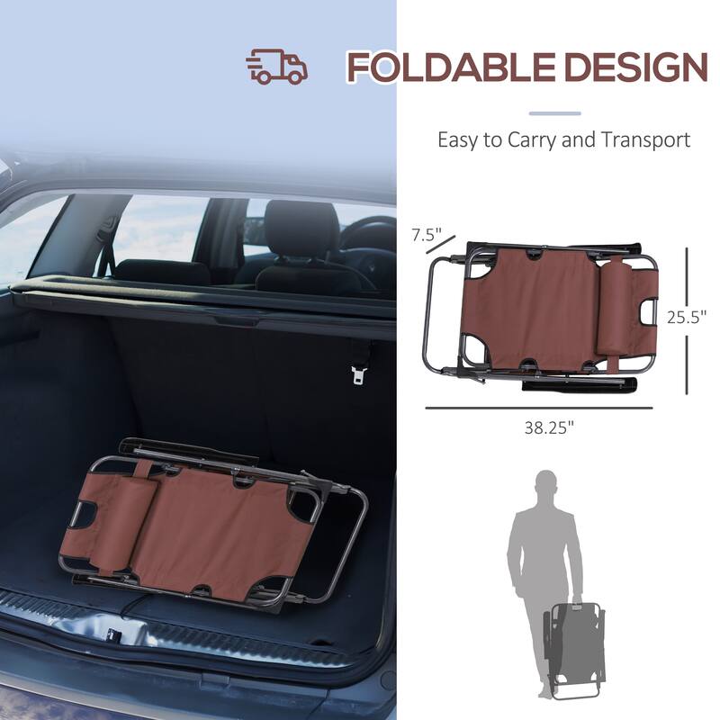 Folding Outdoor Chaise Lounger with Adjustable Backrest, Headrest and Pocket for Patio Beach or Lawn